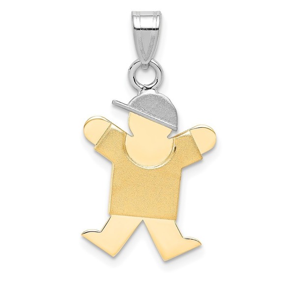 Million Charms 14k Two-Tone Small Boy with Hat on Right Engravable Charm